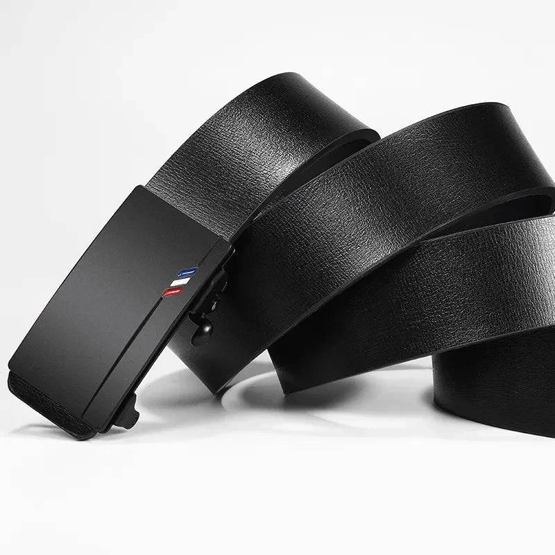Alt text: "Cinto de Couro Masculino Alpha marrom escuro elegante"