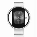Relógio feminino pulseira bracelete com mostrador retangular preto e pulseira branca