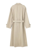 Trench coat feminino longo transpassado com cinto Zellum, em caqui ou verde