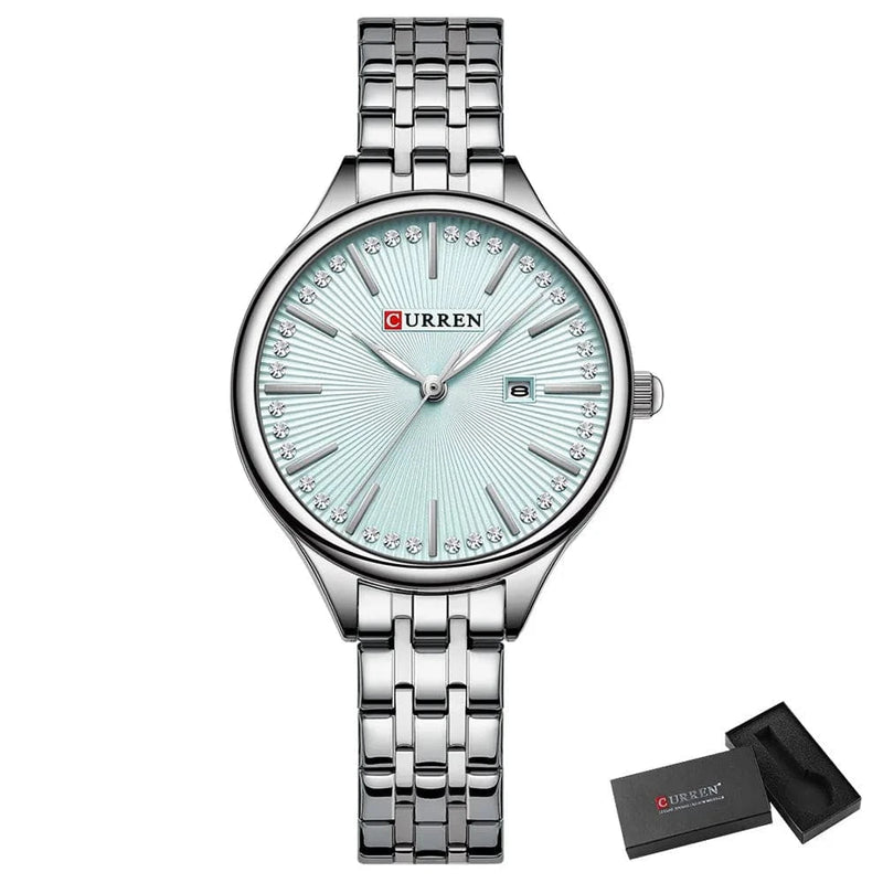 Relógio Feminino Curren de Luxo Feito em Aço Inox Azul - Zellum