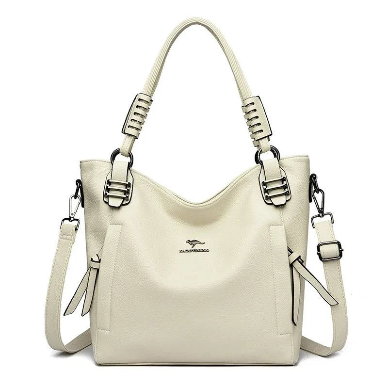 "Bolsa feminina de couro tote preta com alça dupla elegante"