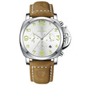 Relógio Masculino Poedagar Social Com Pulseira de Couro Prata Branco - Zellum