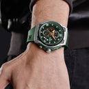 Relógio esportivo NaviForce verde com cronógrafo e pulseira de silicone