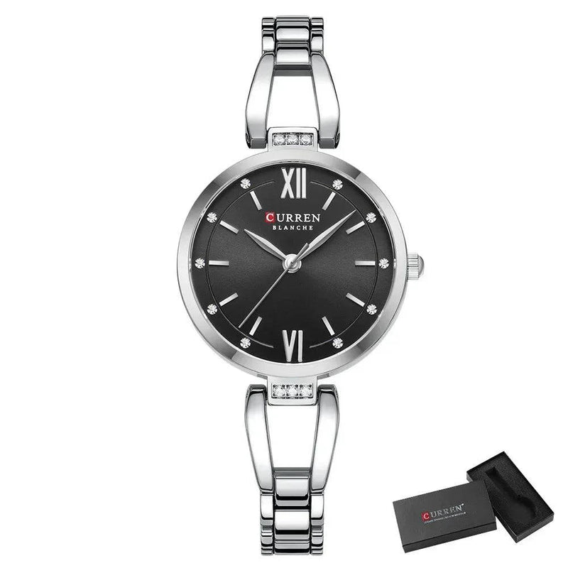 Relógio Feminino de Luxo Curren Feito em Aço Inox Preto - Zellum