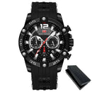 Relógio esportivo MiniFocus preto com cronógrafo e pulseira de silicone