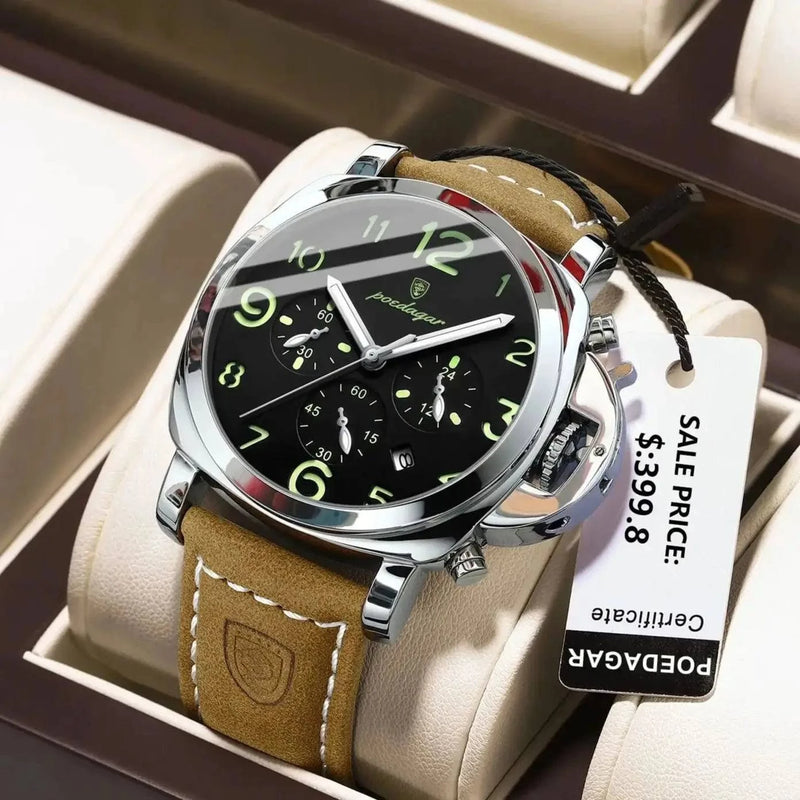 Relógio Masculino Poedagar Social Com Pulseira de Couro - Zellum