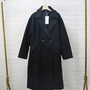 Sobretudo feminino preto longo com botões duplos