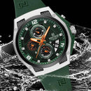 Relógio esportivo NaviForce cronógrafo pulseira verde à prova de água