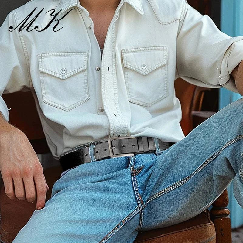 "Imagem de cinto de couro masculino Active marrom escuro."