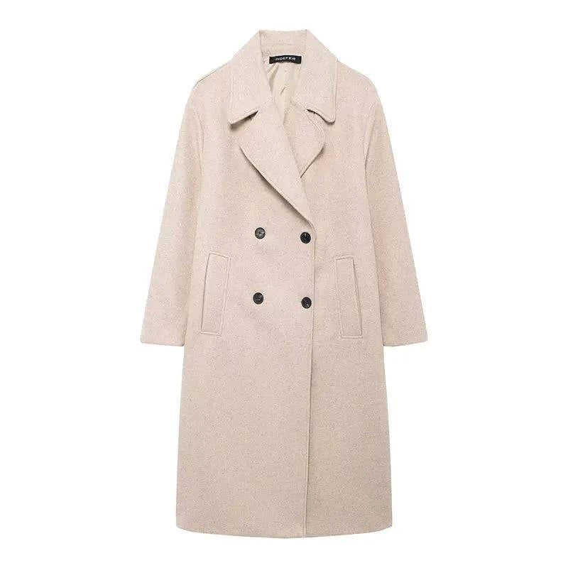 Sobretudo Feminino Longo Premium Feito em Lã Caqui - Zellum