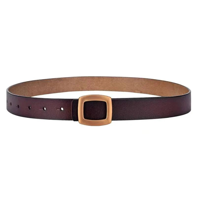 Cinto Feminino de Couro Genuíno Casual Marrom - Zellum