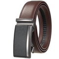 Cinto de couro genuíno masculino marrom escuro elegante.