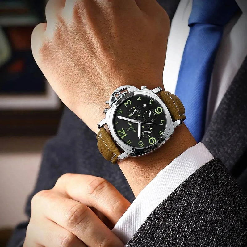 Relógio Masculino Poedagar Social Com Pulseira de Couro - Zellum