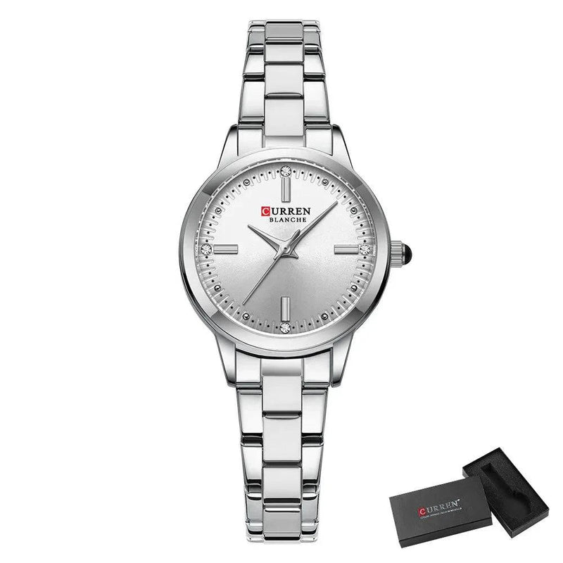 Relógio Feminino Luxo Bicolor Curren Blanche Prata - Zellum
