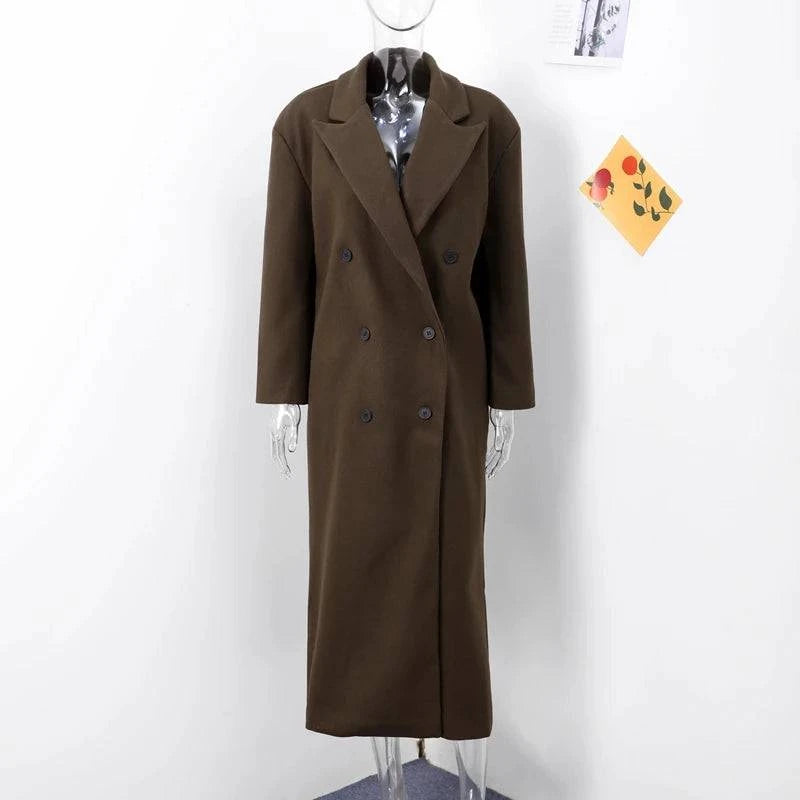 Sobretudo Feminino Longo Vintage Marrom Marrom Escuro - Zellum