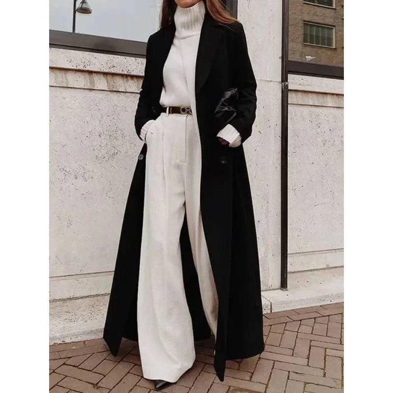 Sobretudo Longo Preto Feminino Preto - Zellum