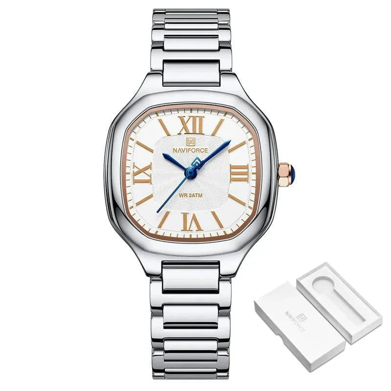 Relógio Feminino Naviforce Lux Sapphire Prata Dourado - Zellum