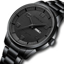 Relógio social masculino com pulseira de aço inox preto