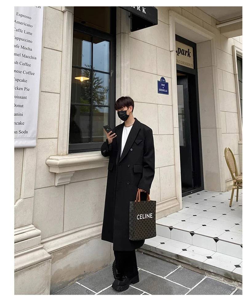 Sobretudo Masculino Longo Social Eik Preto - Zellum