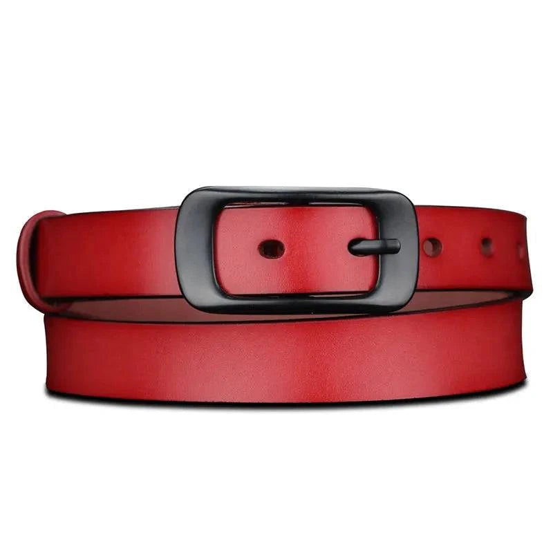 Cinto Feminino Casual Feito em Couro Vermellho - Zellum