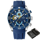 Relógio de pulso esportivo Naviforce azul com cronógrafo e pulseira de silicone