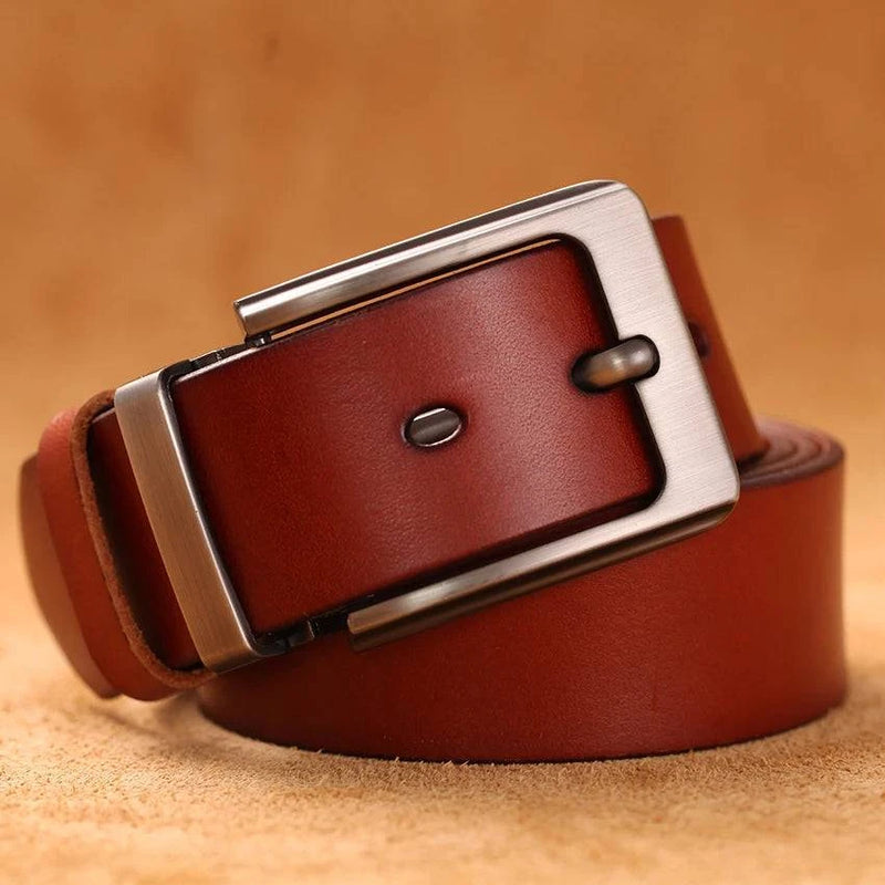 Alt text: Cinto de Couro Genuíno Masculino Mark Marrom Escuro