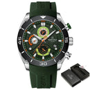 Relógio esportivo Naviforce cronógrafo com pulseira verde e caixa de aço