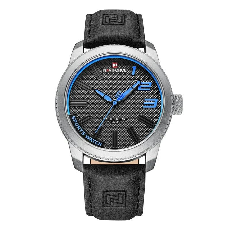 Relógio Masculino NaviForce Com Pulseira de Couro Preto Azul - Zellum