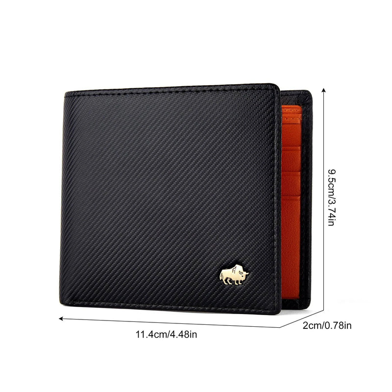 Alt text: Carteira masculina de luxo Bison Denim com proteção RFID.