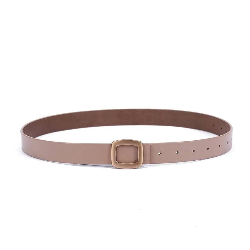 Cinto Feminino de Couro Genuíno Casual Nude - Zellum