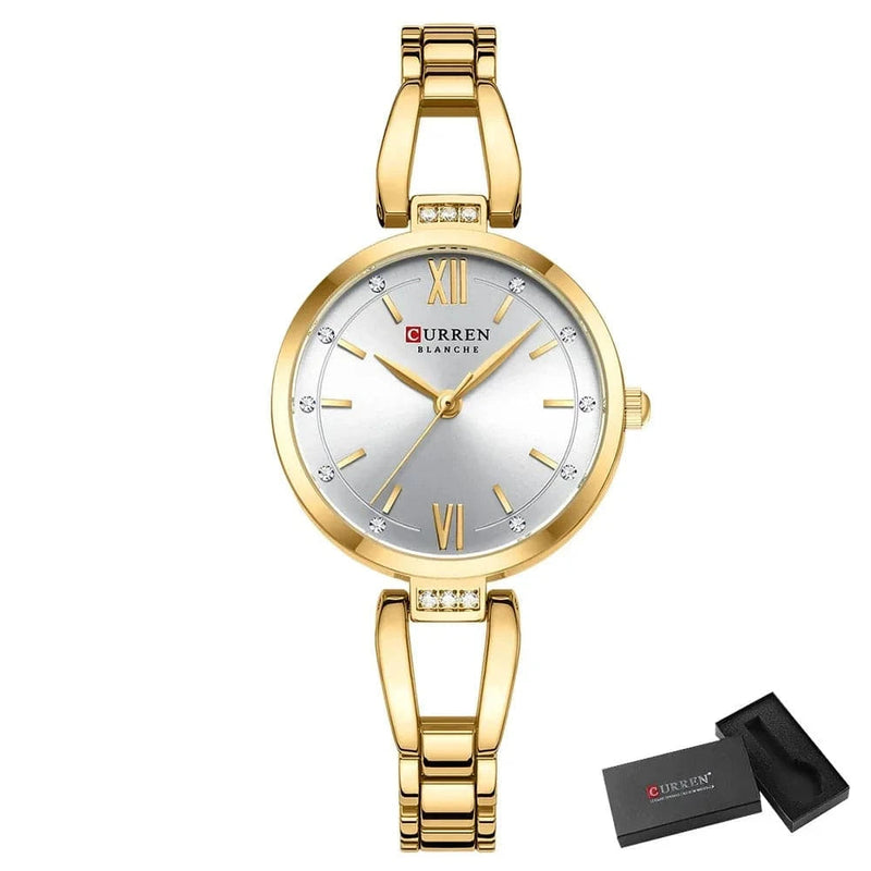 Relógio Feminino de Luxo Curren Feito em Aço Inox Branco - Zellum