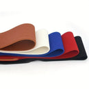 Amostras de cintos em cores variadas: marrom, creme, azul, vermelho e preto