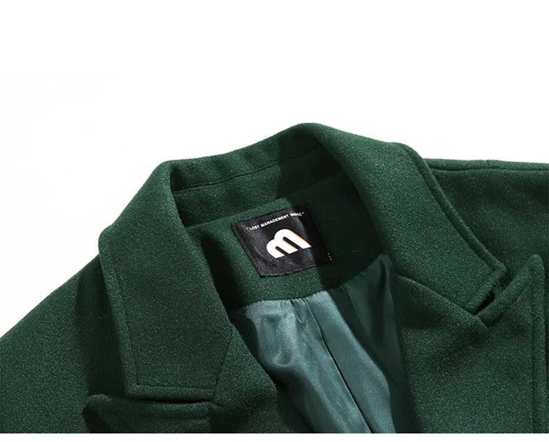 Sobretudo Masculino Longo Verde Sem Botão - Zellum