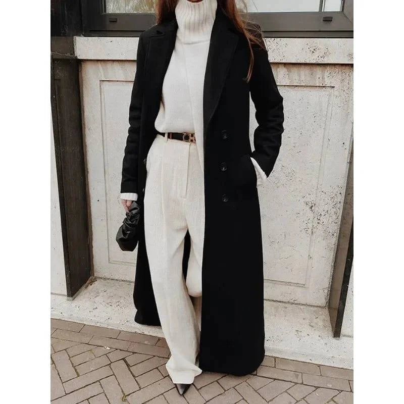 Sobretudo Longo Preto Feminino - Zellum