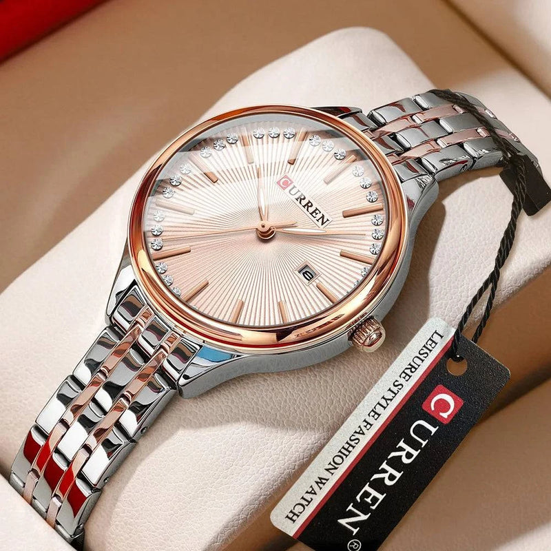 Relógio Feminino Curren de Luxo Feito em Aço Inox - Zellum