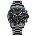 Relógio Masculino De Luxo Poedagar Feito em Aço Inox Preto Azul - Zellum