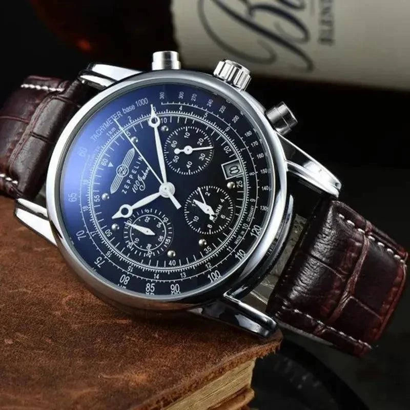 Relógio Masculino Clássico Zeppelin com Pulseira de Couro Estilo 02 - Zellum