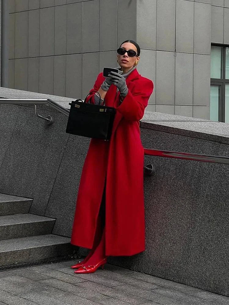 Sobretudo Feminino Longo Vermelho Imperial - Zellum
