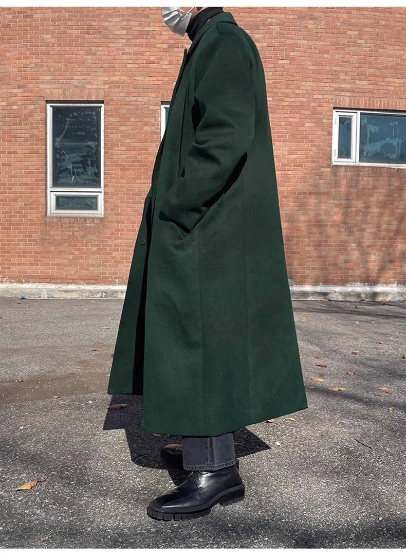 Sobretudo Masculino Longo Verde Sem Botão - Zellum