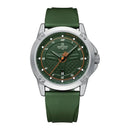 Relógio Naviforce com caixa em aço, mostrador verde e pulseira de silicone