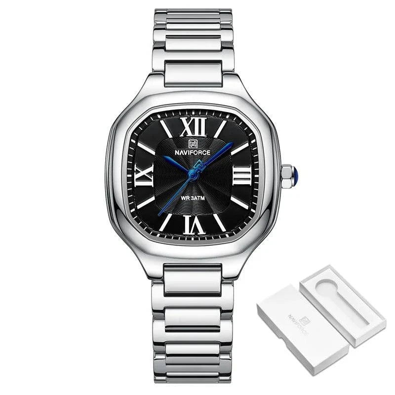 Relógio Feminino Naviforce Lux Sapphire Prata Preto - Zellum