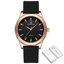 Relógio Naviforce com caixa rosé, mostrador preto e pulseira silicone
