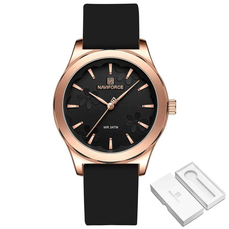 Relógio Feminino Naviforce Floral Rosé Preto - Zellum
