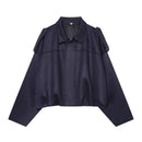 Jaqueta bomber feminina oversized de camurça com gola camisa e zíper Zellum