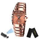Relógio executivo masculino aço inox rose gold com pulseira segmentada e mostrador gradiente
