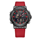 Relógio NaviForce analógico-digital com pulseira vermelha de silicone e caixa preta