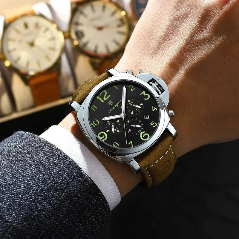 Relógio Masculino Poedagar Social Com Pulseira de Couro - Zellum