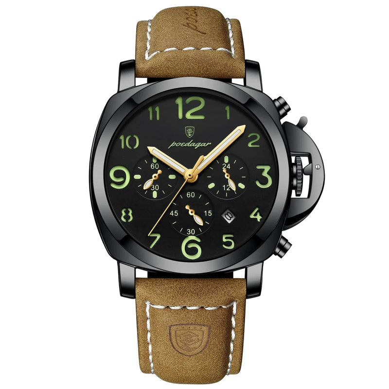 Relógio Masculino Poedagar Social Com Pulseira de Couro Preto - Zellum
