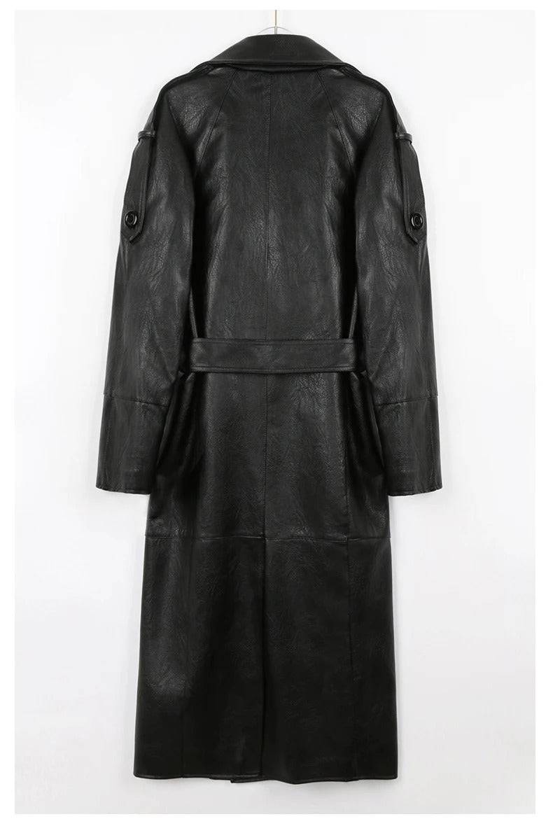 Sobretudo Masculino de Couro Longo Preto - Zellum