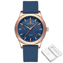 Relógio Naviforce feminino caixa rosé, mostrador azul floral e pulseira silicone